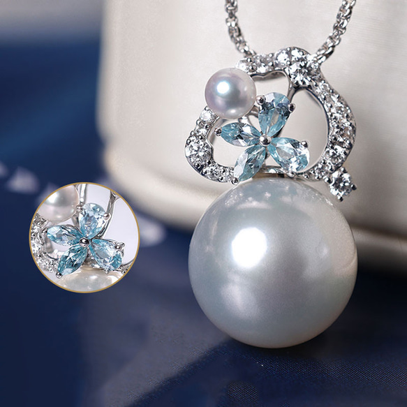 南洋白蝶真珠 南洋ホワイト 18k ダイヤモンド ネックレス