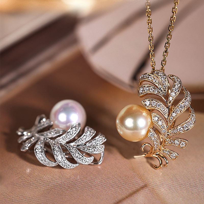 [ヘイズジュエリー] 光の翼シリーズ 18Kゴールド 天然ダイヤモンド オーロラ 6.5-7mm 日本製アコヤ真珠 フェザー イ 16,272円