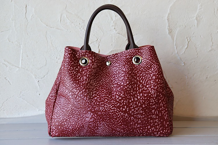 トートバッグ エンジ色 軽量 柔らか ハンドメイド 725