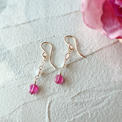 アメジストのローゼンジカービングピアス 天然石 14kgf イヤリングに