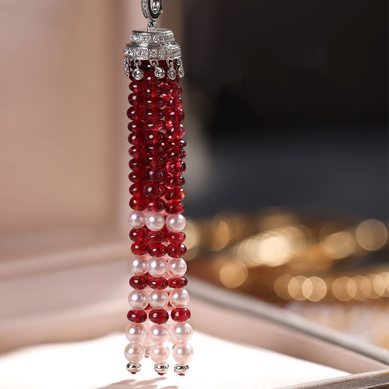 [ヘイズジュエリー] スピネルタッセルシリーズ 18Kホワイトゴールド ルビースピネル ユニバーサルタッセルペンダント グラデー