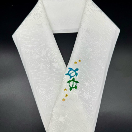 0857半襟 手書き金魚&金魚帯留め・根付・帯締め　化繊半衿　夏祭り　イベント 0857半襟 手書き金魚&金魚帯留め・根付・帯締め 化繊半衿 夏祭り