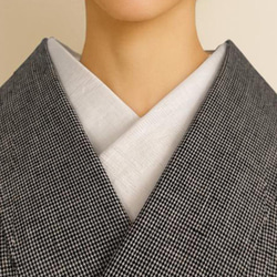 【L】着物 単衣 一年中着られるシーズンレス 縞 墨 グレー 綿麻コットンリネン 着物 単衣 一年中着られるシーズンレスきもの 千鳥格子 綿麻