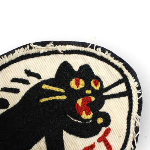 猫キャット/チェーンステッチ刺繍ワッペン｜ヴィンテージ風
