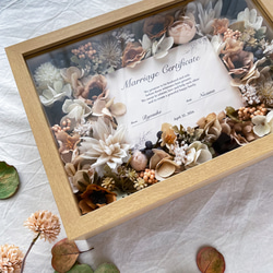 ゲストと作る＊お花の結婚証明書（ベージュ&ブラウン）　　アーティフィシャルフラワー　結婚証明書　結婚誓約書 8枚目の画像