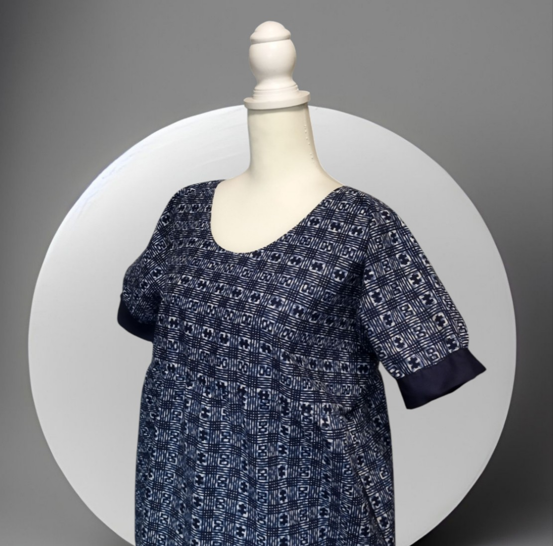 浴衣地 ワンピース～紺 呂キ～