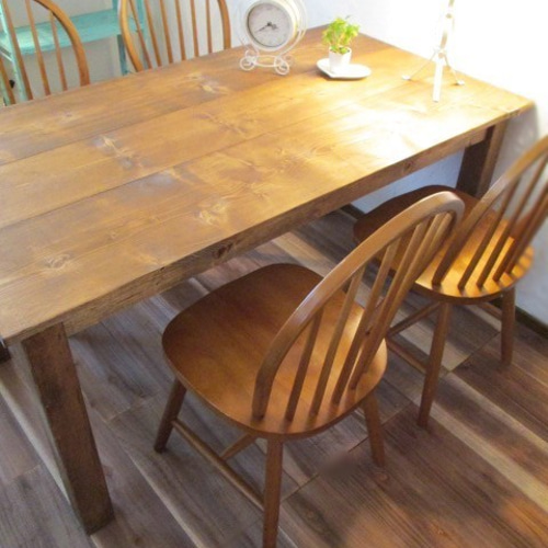 木製 横1200×奥行700 アンティーク風テーブル 木足 ダイニングテーブル
