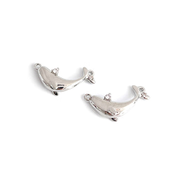 ejp7203 [1 件] 方晶鋯石鯨魚游泳串飾 第7張的照片