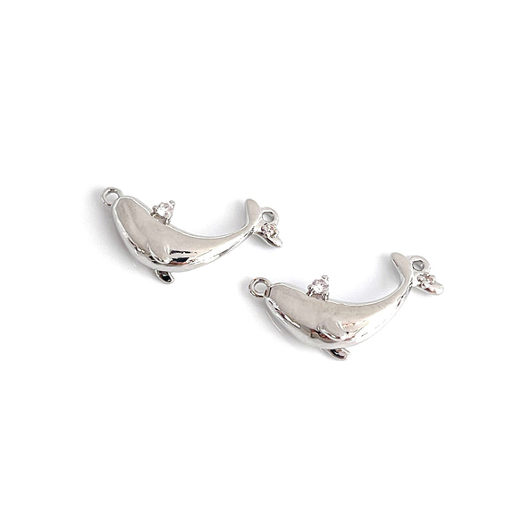 ejp7203 [1 件] 方晶鋯石鯨魚游泳串飾 第7張的照片