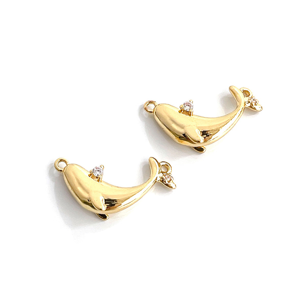 ejp7203 [1 件] 方晶鋯石鯨魚游泳串飾 第3張的照片