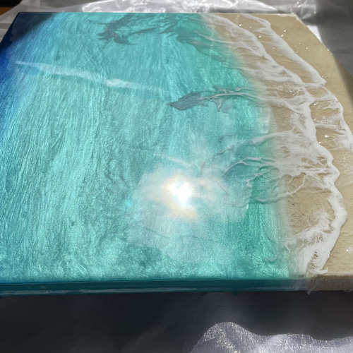 受注制作」エメラルドグリーンのオーシャンアート 海レジンBIG