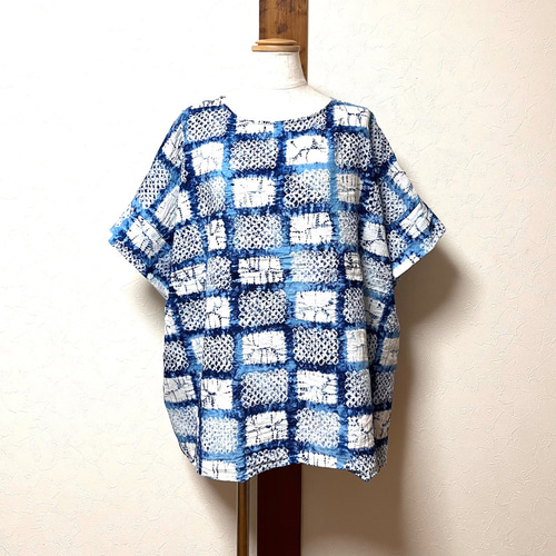 有松絞り 浴衣リメイク チュニック ブラウス 着物リメイク