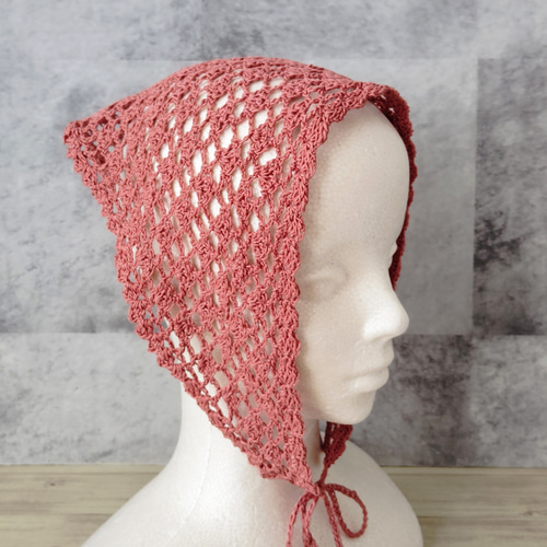 バブーシュカ クロシェ ヘッドドレス 手編み 夏 編み物 スカーフ