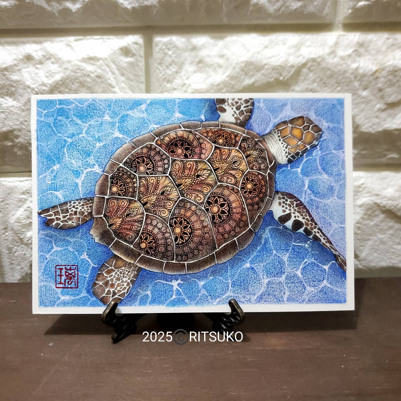 【送料込】丸型原画「増殖」黒系/インテリア絵画