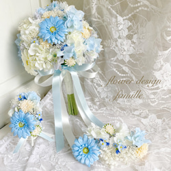 【 オーダーメイド ブーケ & ブートニア & ヘッドドレス 3点セット 】夢咲く1日を彩る、特別なお花❁⃘ 髪飾り 4枚目の画像