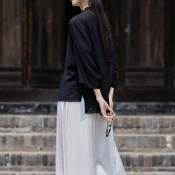 日焼け止めブラウス 空調シャツ 涼し気な雰囲気が魅力の手巻きシャツ #黒色 7枚目の画像