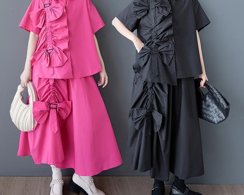 大きいサイズ セットアップ スカート ピンク レディース 春夏 新品