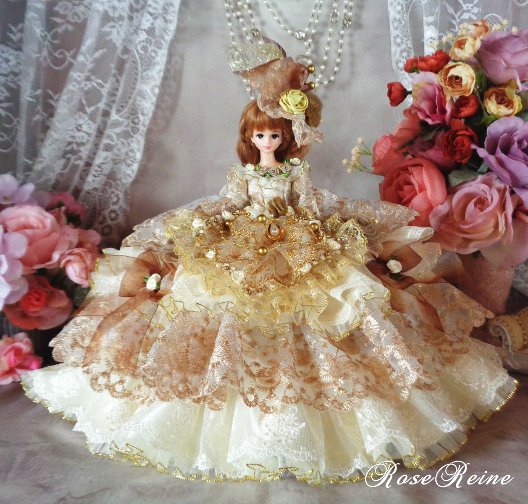 ベルサイユの薔薇エアリーシャンパンゴールドのフリルドールドレス XmasSale ベルサイユの薔薇エアリーシャンパンゴールドのフリルドール