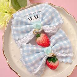 ハンドメイド♡ チョコミントツインリボン くすみ/ フレッジリボン | souriant