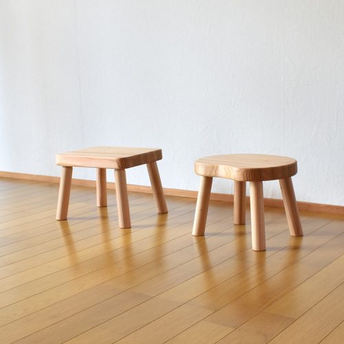 無垢杉100％キッズスツール(豆型タイプ) 椅子（チェアー）・スツール