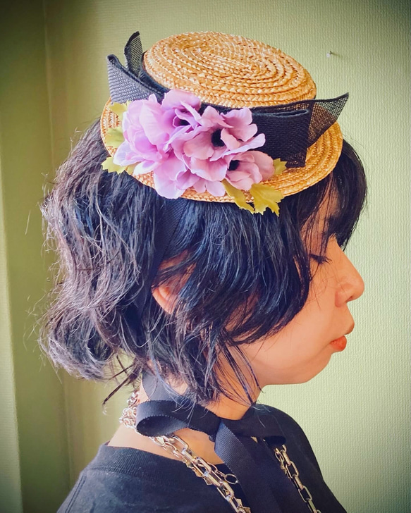 【新品】Wica Grocery カンカン帽子 ブラック・ベージュリボン付 カンカン帽 メンズ 麦わら帽子 春夏 ReqHatter ハット