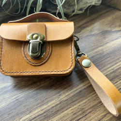 メロン】本革 L字ファスナー ミニ財布 メロン型押し ハンドメイド