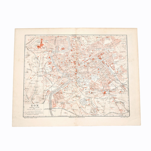 両面リトグラフ イタリア・ローマとローマ周辺(裏面) アンティーク