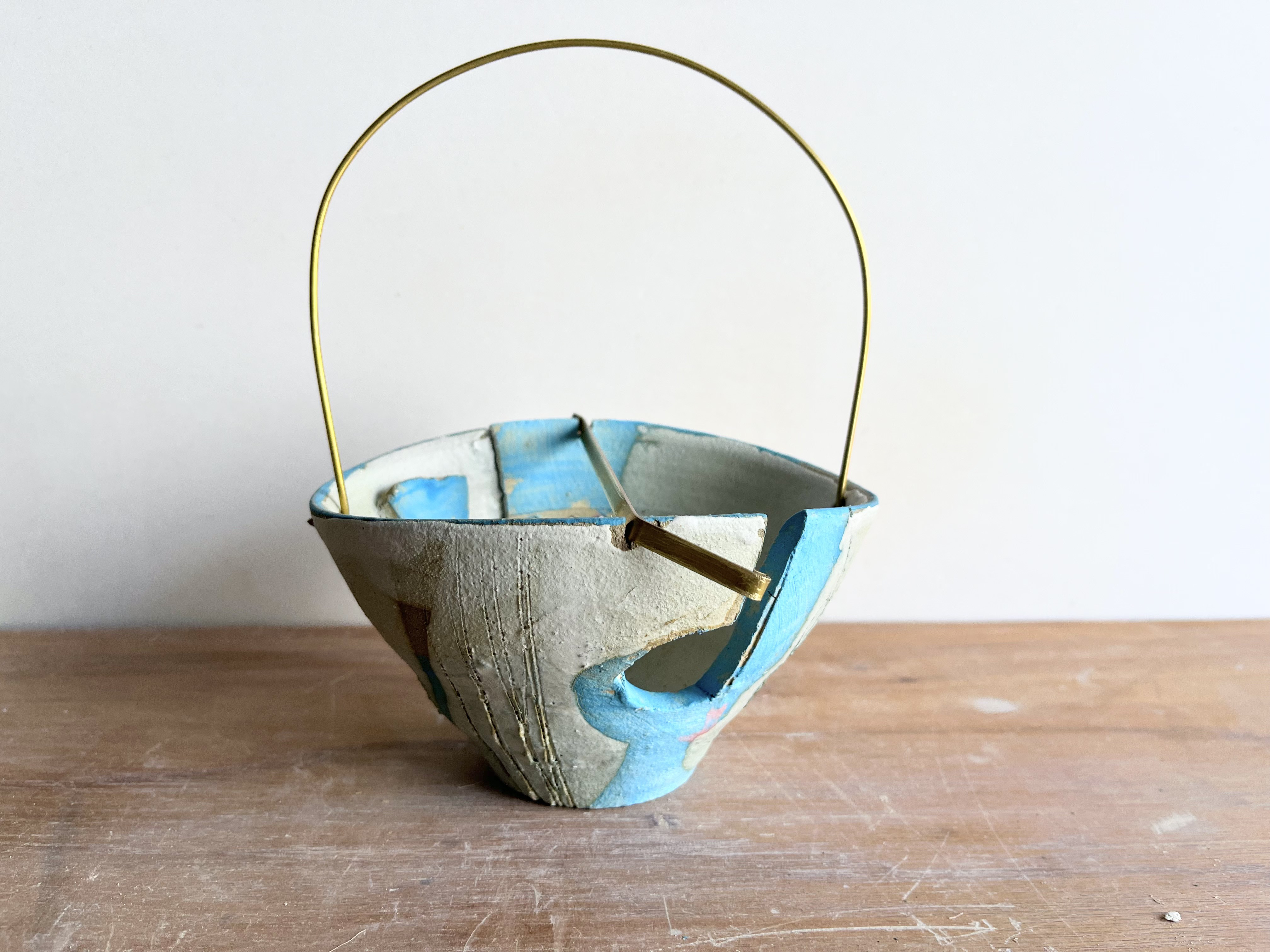 水色ピンク49　蚊やりクリップ式　真鍮とって　蚊取り線香ホルダー　蚊遣