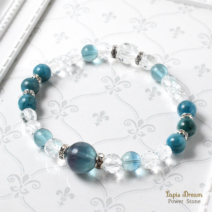 人間関係がスムーズになるお守り | フローライトとアパタイトの天然石パワー.ストーン ブレスレット