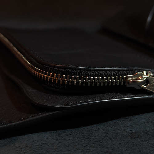 牛革 三つ折り長財布 ブラック×シルバー silver950アポロ