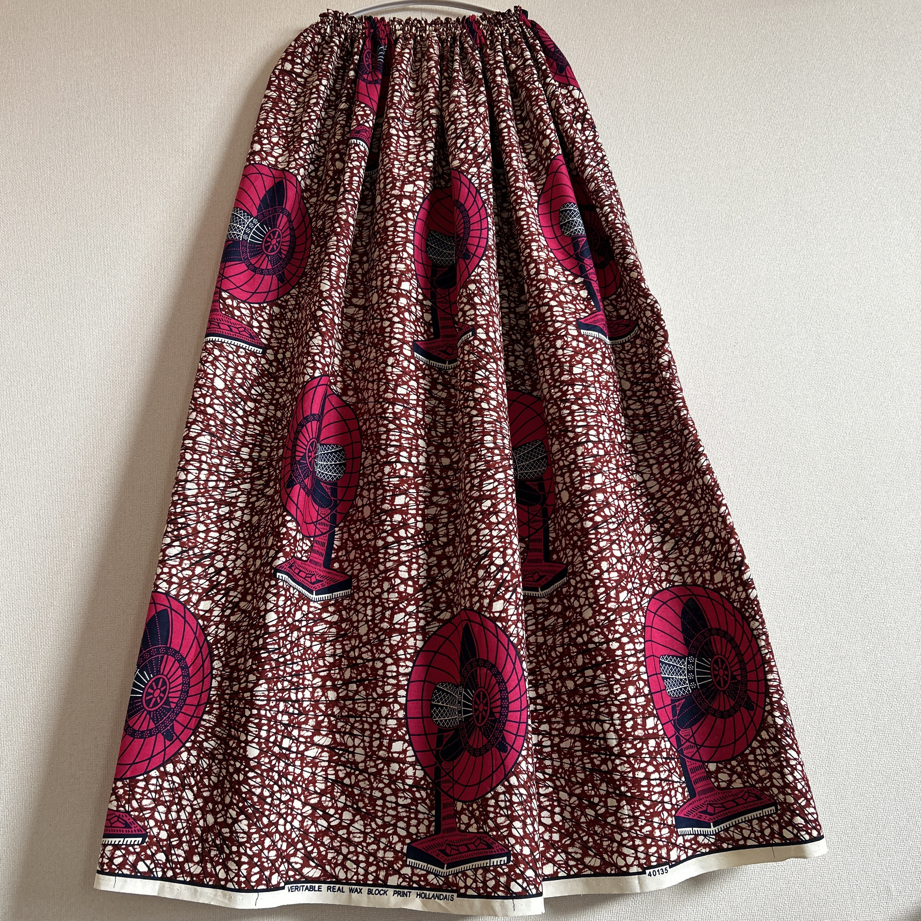 アフリカン　ギャザースカート♪ アフリカンファブリック　アフリカ布　アフリカプリント　アフリカ生地　キテンゲ　パーニュ