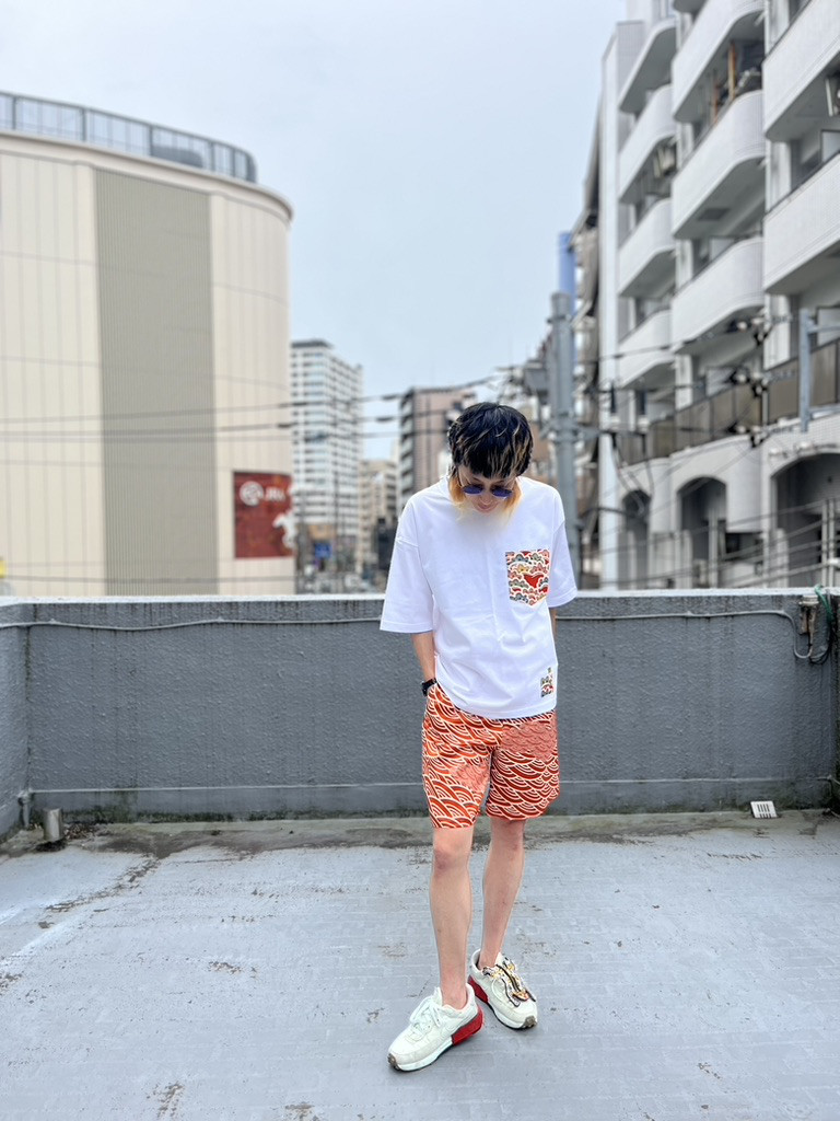 KIMONO_KAKERA 　M サイズ　 着物ハギレポケットTシャツ　着物ポケットTシャツ　着物リメイク