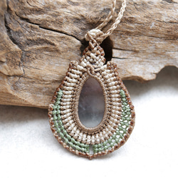 フローライトマクラメネックレスmac425天然石エスニックアジアンエキゾチック金属アレルギーフリーのアクセサリー 11枚目の画像