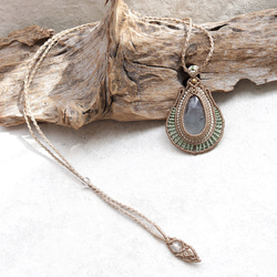 フローライトマクラメネックレスmac425天然石エスニックアジアンエキゾチック金属アレルギーフリーのアクセサリー 5枚目の画像