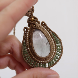 フローライトマクラメネックレスmac425天然石エスニックアジアンエキゾチック金属アレルギーフリーのアクセサリー 13枚目の画像