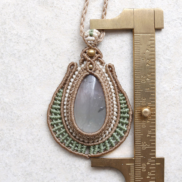 フローライトマクラメネックレスmac425天然石エスニックアジアンエキゾチック金属アレルギーフリーのアクセサリー 10枚目の画像