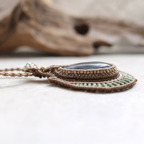 フローライトマクラメネックレスmac425天然石エスニックアジアンエキゾチック金属アレルギーフリーのアクセサリー 8枚目の画像