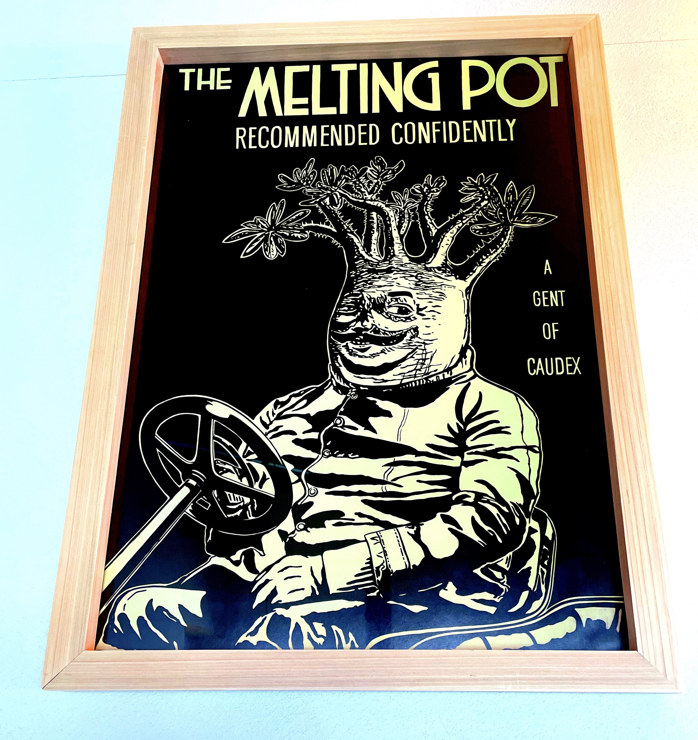 グラキリス　プランツ　ボタニカル　ポスター　アート　塊根植物　額縁　A2 コーデックス　グリーン　ビンテージ