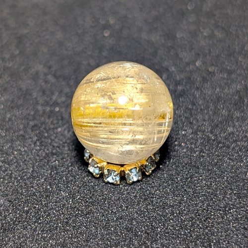 キャッツアイ効果 ゴールド タイチンルチル 10ミリ 1粒売り 極太金針  