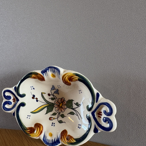 フランスの古い石鹸置き 陶器 古道具 レトロ ソープディッシュ【石鹸