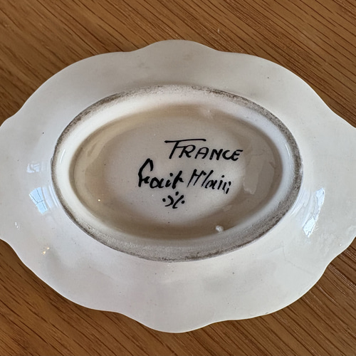 フランスの古い石鹸置き 陶器 古道具 レトロ ソープディッシュ【石鹸