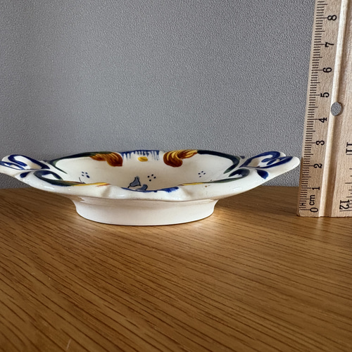 フランスの古い石鹸置き 陶器 古道具 レトロ ソープディッシュ【石鹸