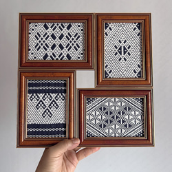 旧作]【一点もの】こぎん刺しのコースター・市松アレンジ3枚組 その他  