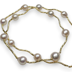 黒真珠ネックレス イヤリングorピアスセット 約45cm ピーコック系