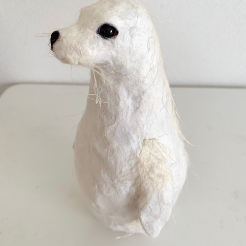 和紙の白アザラシ茶柱 / Seal その他置物 ホワイトキャッツ 通販