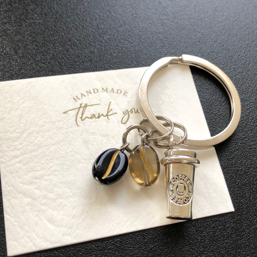 送料無料 ＊ coffee beans キーリング チャーム キーホルダー / 珈琲