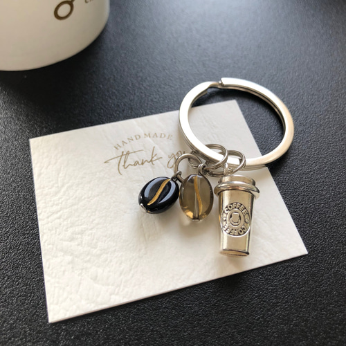 新品！　 大人気シリーズ　コーヒー　キーリング 送料無料 ＊ coffee beans キーリング チャーム キーホルダー / 珈琲