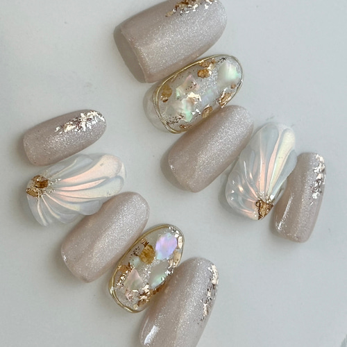 No.324 ネイルチップ マーメイド 人魚 貝殻 人魚の鱗 海 ラグーン 夏