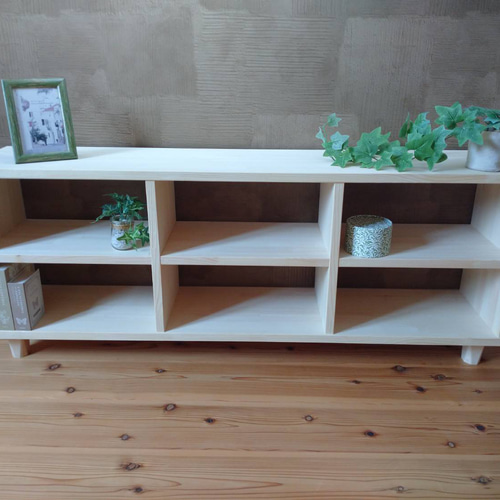 天然木 赤松集成材 足付きスタッキングシェルフ テレビ台 飾り棚 収納