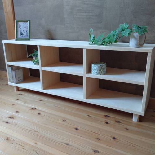 天然木 赤松集成材 足付きスタッキングシェルフ テレビ台 飾り棚 収納